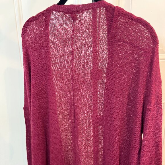 American Eagle Open Knit Lightweight Cardigan – Burgundy, Size L - Picture 3 of 5